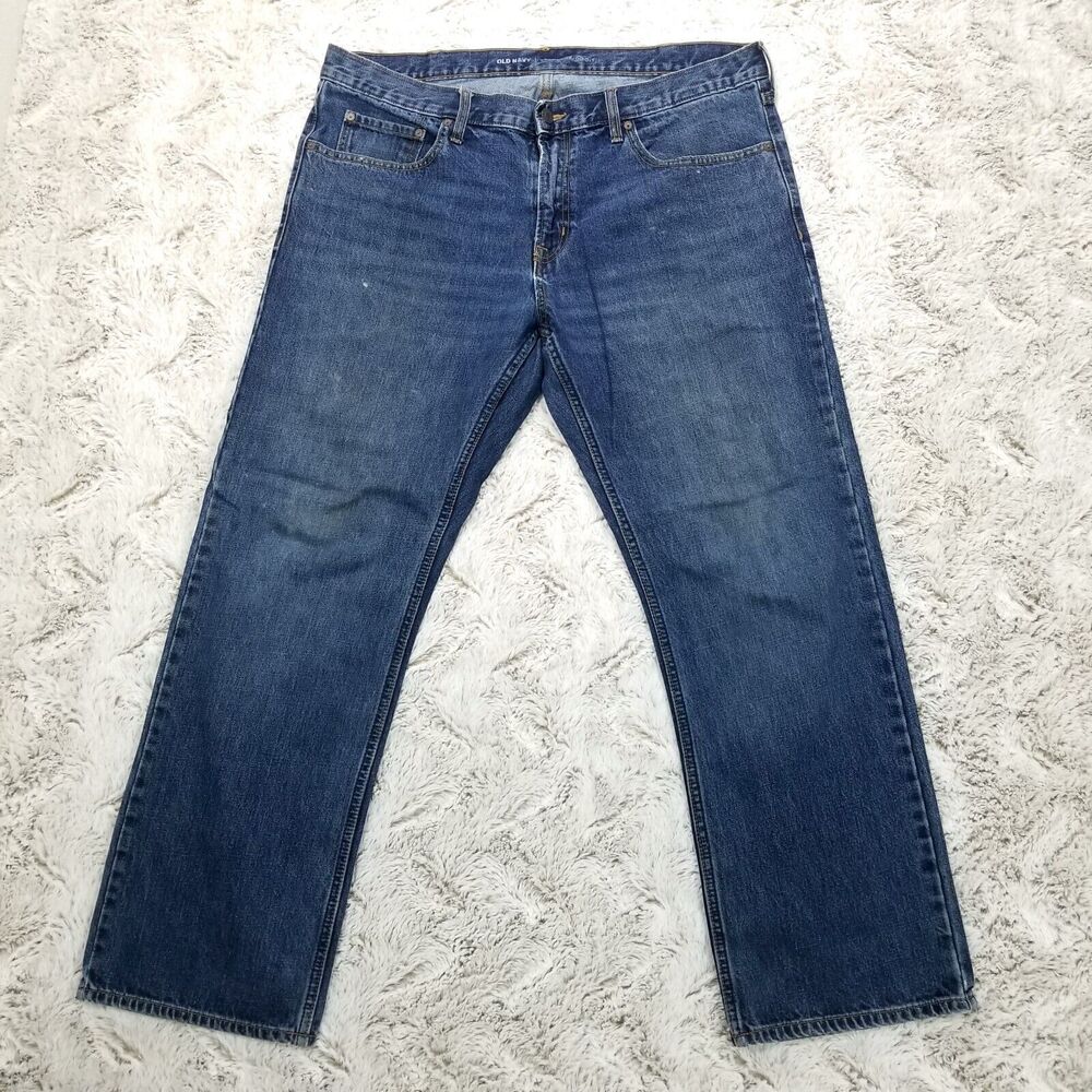 Old Navy Jeans Mens 38x30 Blue Straight Droit Workwear Dark Wash Denim